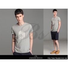 Lilbetter Cotton Round Neck Gray Skull Embroidery Tee