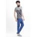 SELECTED Men Round Neck Navy striped Gray Tee