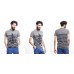 SELECTED Men Round Neck Navy striped Gray Tee