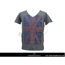 TheUndercroxx 3060S Britain Flag V neck Grey Tee