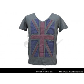 TheUndercroxx 3060S Britain Flag V neck Grey Tee