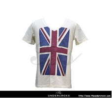 TheUndercroxx 3060S Britain Flag V neck White Tee