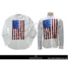 TheUndercroxx 6035L x American Flag White Print Shirt