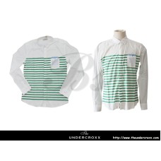 TheUndercroxx 6038L x Green Stripe White Shirt