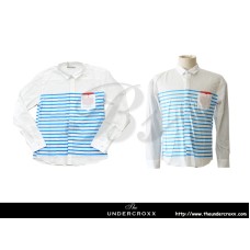 TheUndercroxx 6038L x Blue Stripe White Shirt