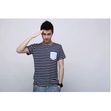 TheUndercroxx 3095S Pocket Anchors Print Stripe Tee
