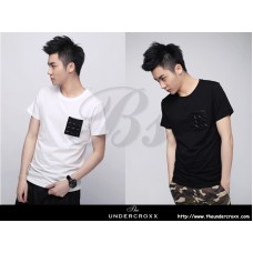 TheUndercroxx 3101S Metal Pentagram Star Rivet Leather Pocket Tee