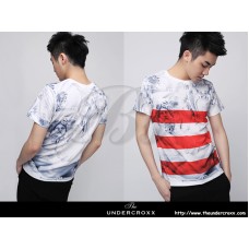 Undercroxx 3125S Red Stripe Painted Stone Wall Tee